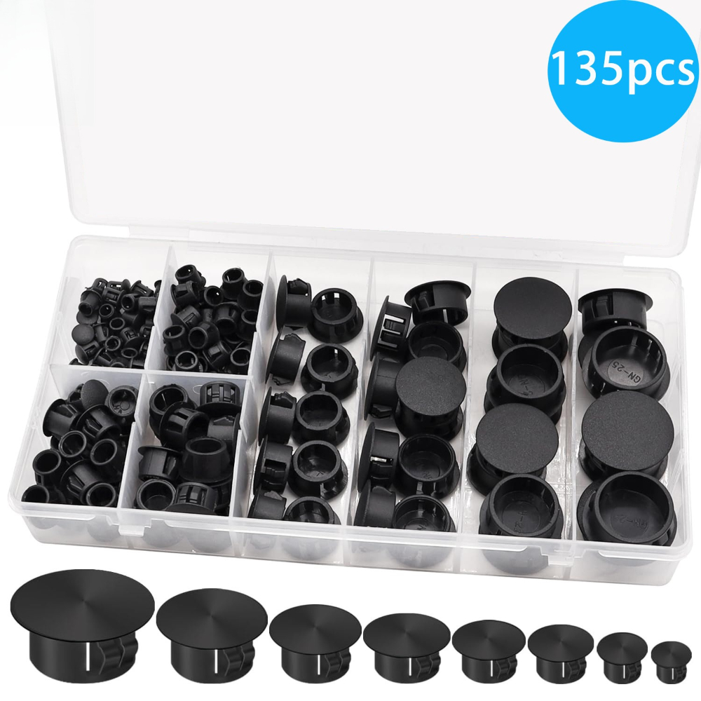 Furniture Hardware Types - 135 adet Siyah Kapaklı Vidalı Tip