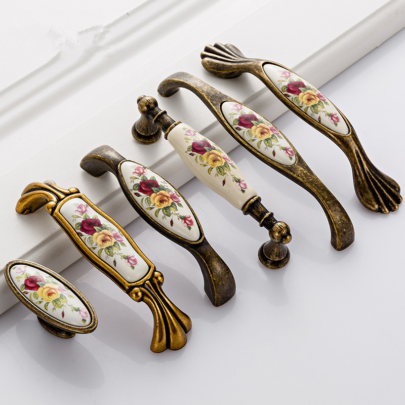 Vintage Furniture Hardware Pulls - Vintage seramik saplı dolap çekme düğmesi